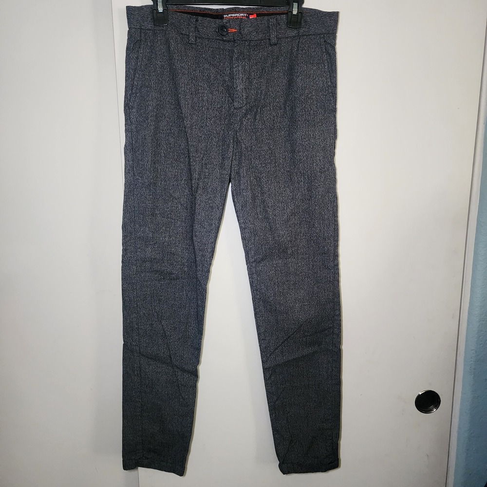 Superdry Chino Pants Mens 30x32 Grey Excellent Slim Textured Cotton M70000KR